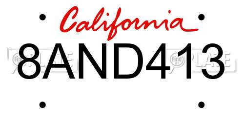 8AND413 California License Plate