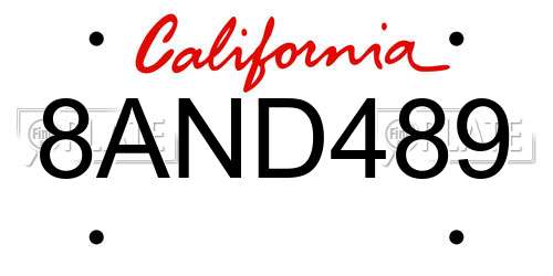 8AND489 California License Plate