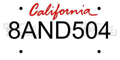 8AND504 California License Plate