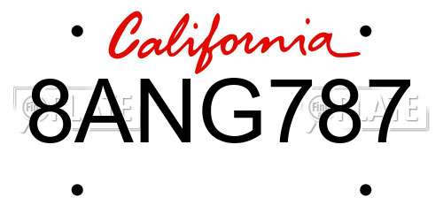 8ANG787 California License Plate