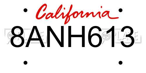 8ANH613 California License Plate