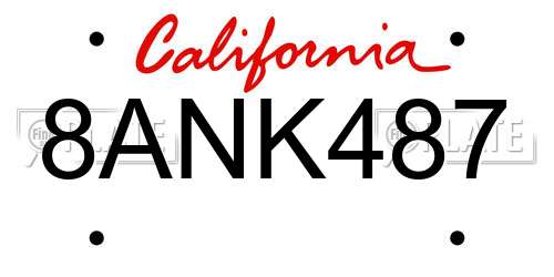 8ANK487 California License Plate