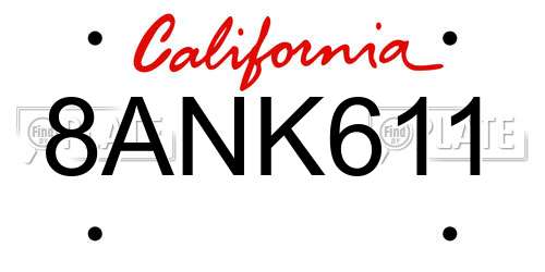 8ANK611 California License Plate