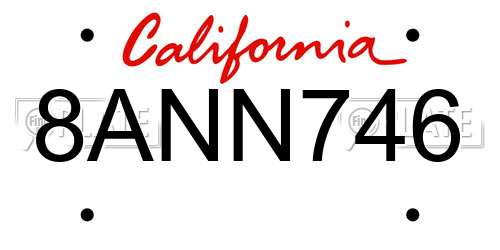 8ANN746 California License Plate