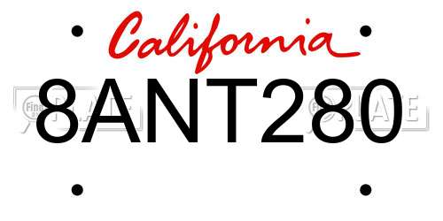 8ANT280 California License Plate