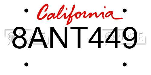 8ANT449 California License Plate