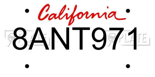 8ANT971 California License Plate