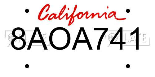 8AOA741 California License Plate