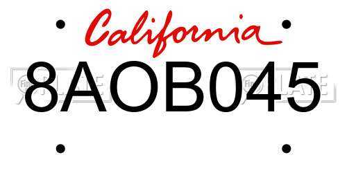 8AOB045 California License Plate