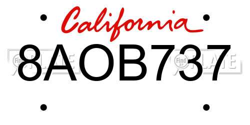 8AOB737 California License Plate