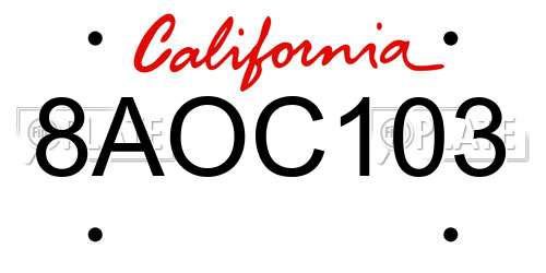 8AOC103 California License Plate