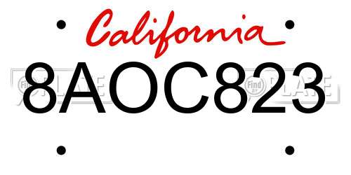 8AOC823 California License Plate