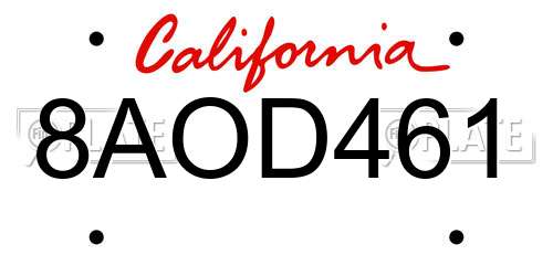8AOD461 California License Plate