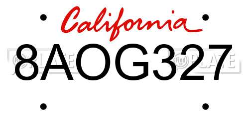 8AOG327 California License Plate