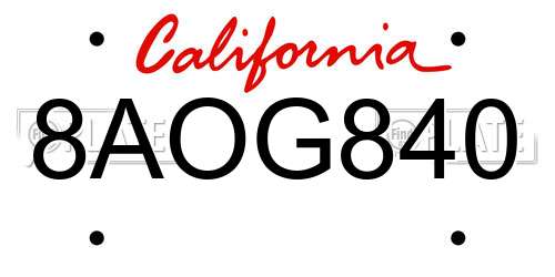 8AOG840 California License Plate