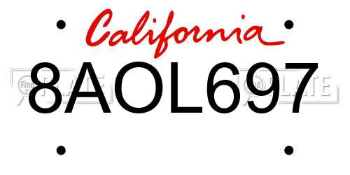 8AOL697 California License Plate