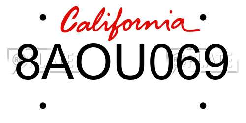 8AOU069 California License Plate