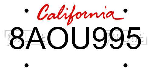 8AOU995 California License Plate