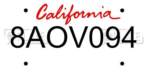 8AOV094 California License Plate