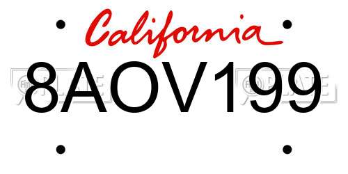8AOV199 California License Plate