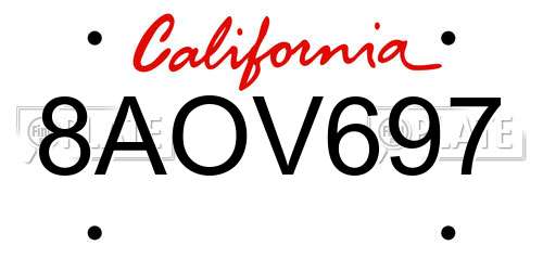 8AOV697 California License Plate