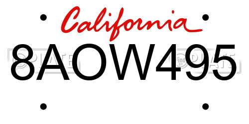 8AOW495 California License Plate