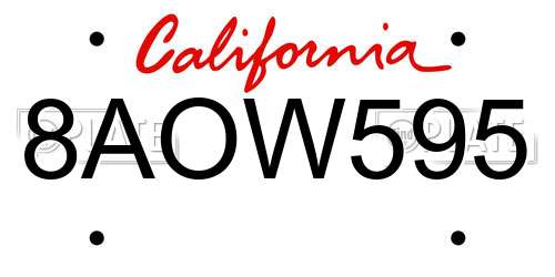 8AOW595 California License Plate