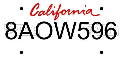 8AOW596 California License Plate