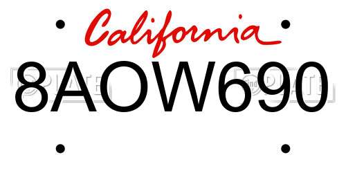 8AOW690 California License Plate