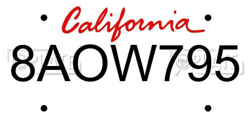 8AOW795 California License Plate