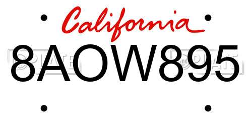 8AOW895 California License Plate