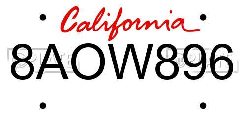 8AOW896 California License Plate