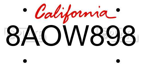 8AOW898 California License Plate