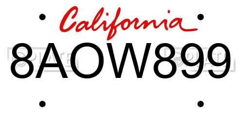 8AOW899 California License Plate
