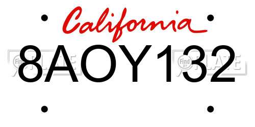 8AOY132 California License Plate