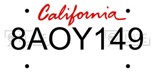 8AOY149 California License Plate