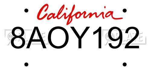 8AOY192 California License Plate