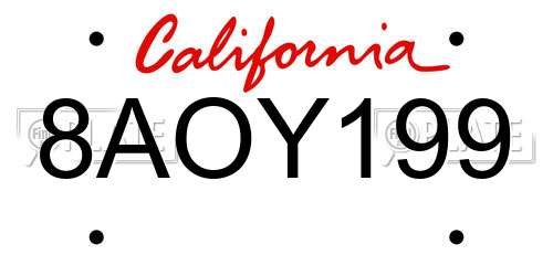8AOY199 California License Plate