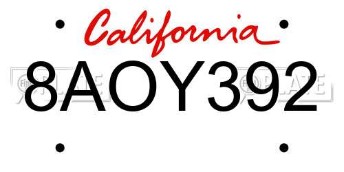 8AOY392 California License Plate