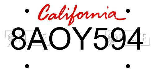 8AOY594 California License Plate