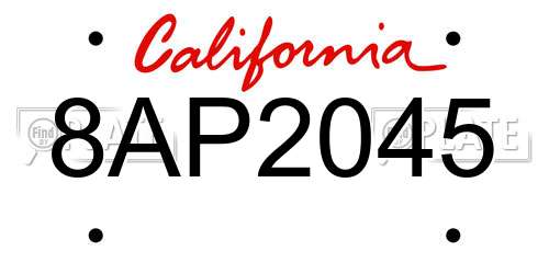 8AP2045 California License Plate
