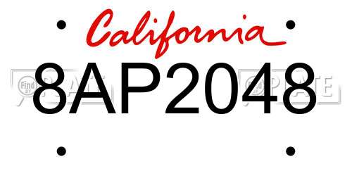 8AP2048 California License Plate