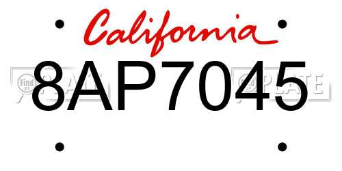 8AP7045 California License Plate