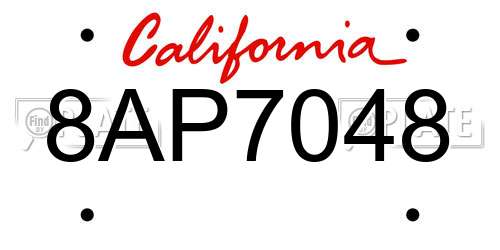 8AP7048 California License Plate