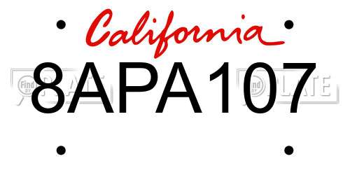 8APA107 California License Plate