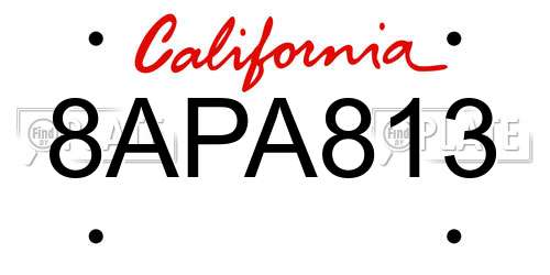 8APA813 California License Plate