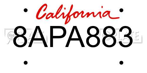 8APA883 California License Plate