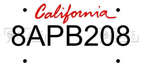 8APB208 California License Plate