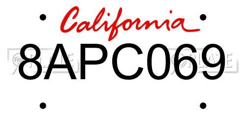 8APC069 California License Plate