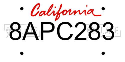 8APC283 California License Plate